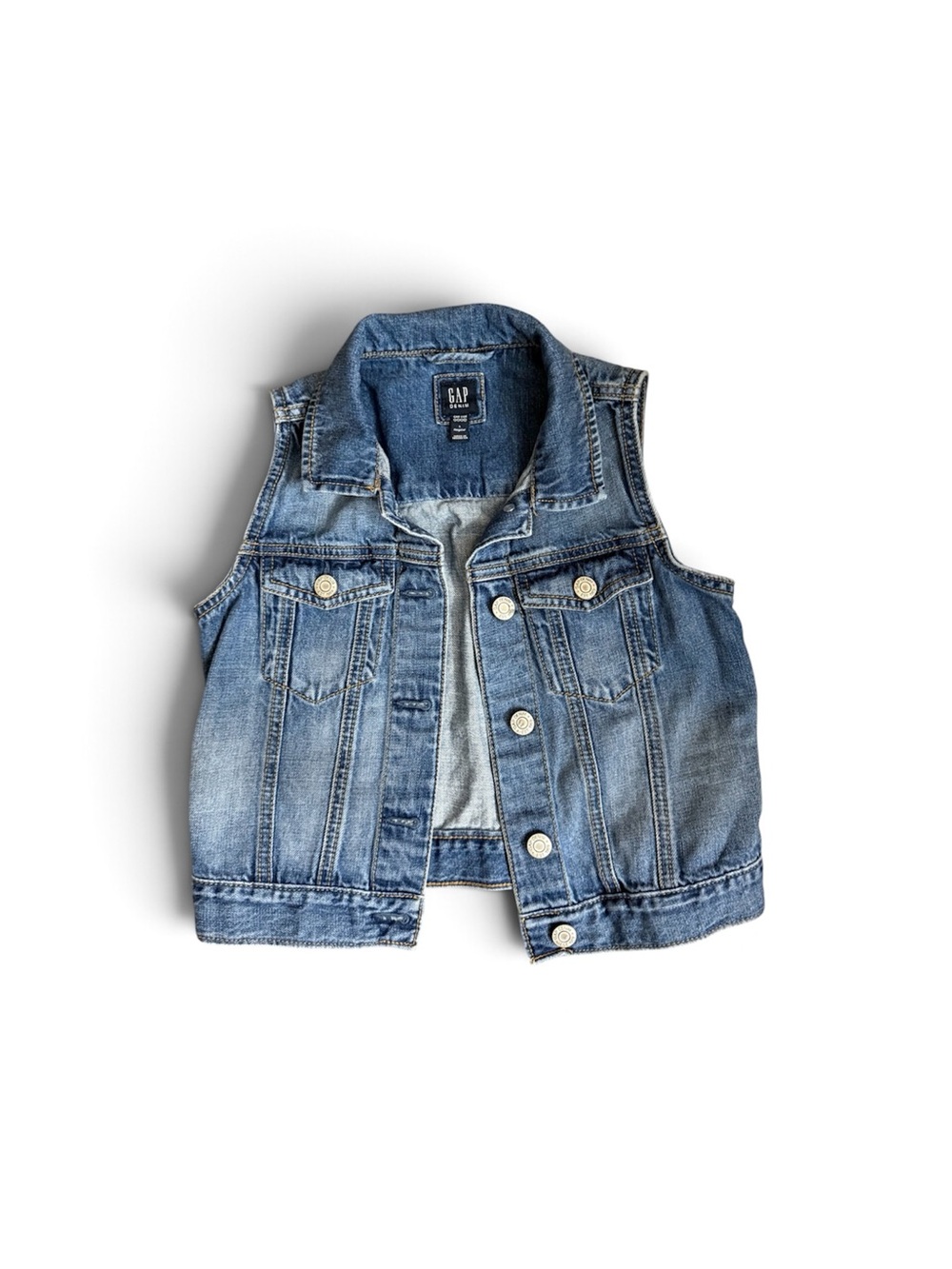 GAP Kids Medium Wash Blue Denim Vest